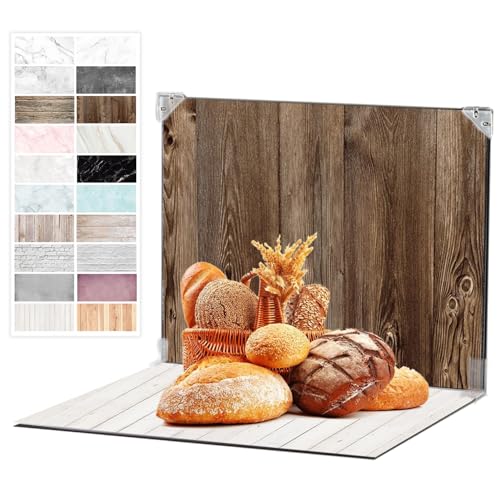 Photo Backdrop 10Pcs 20Patterns Small Product Photography Backdrops Kit Food Photography Backdrop Board Double-Sided Table Top Backdrop Kit Flat Lay Props