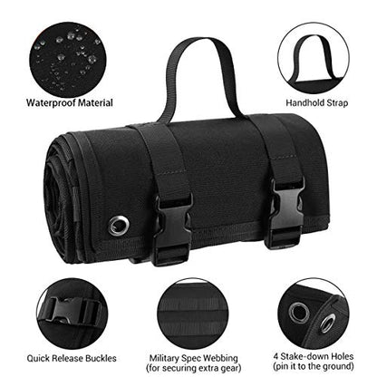Tactical Shooting Gun Mat Outdoor Professional Waterproof Non-Slip Shooting Mat Firearm Shooting Bag Rifle Rest Bag Shooting with Front and Rear Support Sandbags - color: Black