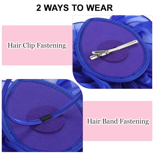 Fascinators Hats with Gloves Set for Women 20s 50s Cocktail Tea Party Wedding Costume Headwear - color: 03-royal Blue