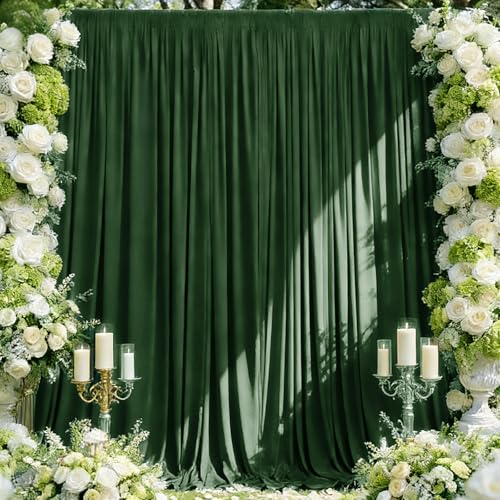Sugargirl Wrinkle Free Green Backdrop Curtains Polyester Photo Backdrop Drapes Curtains with Rod Pockets for Party Birthday Wedding Photography Home Decoration(5x7FT, 2 Panels) - color: Green, size: W5' x H7' (2 panels)