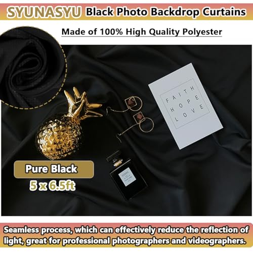 5x6.5ft Black Background for Photography, Durable Fabric Black Photo Backdrop Curtain Collapsible Wall Back Drop for Birthday Party Studio Video Photoshoot - color: black background for photography, size: 5 x 6.5ft
