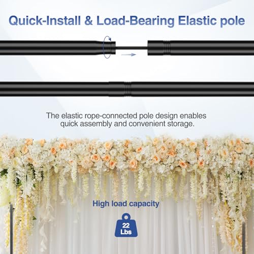 EMART 10x7.7ft Rolling Backdrop Stand with Wheels, Adjustable and Movable Photo Backdrop Banner Stand for Studio Photography, Wedding, Party Decoration, Video Recording, Events Decoration