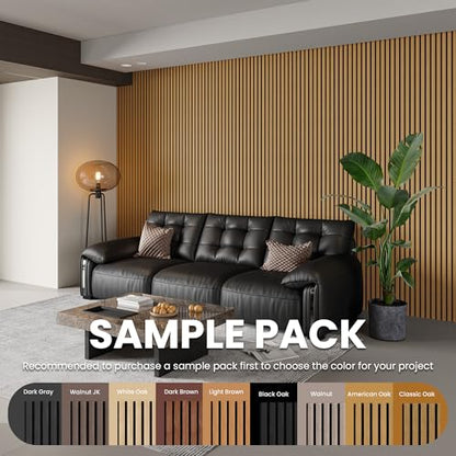 Smartstandard Sample Wood Slat Wall Panel, Soundproof Wooden Wall Panels, Acoustic Wood Panels for Wall, American Oak, Sample Pack - color: American Oak, size: 6" x 4.7"
