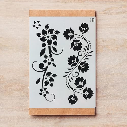 TIAMECH A4 Reusable Floral Leaves Stencil for Painting - Ivy Vine Lines Border Layering Template, DIY Wall Art, Wood Furniture, Scrapbook & Crafts (8.3x11.7inch) - style: Ivy Vine Lines