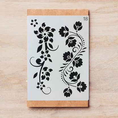TIAMECH A4 Reusable Floral Leaves Stencil for Painting - Ivy Vine Lines Border Layering Template, DIY Wall Art, Wood Furniture, Scrapbook & Crafts (8.3x11.7inch) - style: Ivy Vine Lines