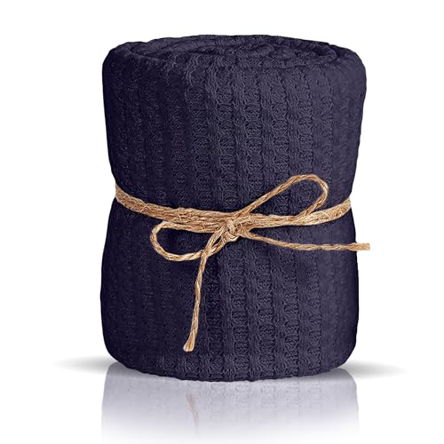 Baby Wrap. Newborn Photography Wrap. Baby Swaddle or Blanket for Newborn Photography Props. Waffle Knit Swaddle. Infant Photoshoot Props for Boy or Girl. (Navy) - color: Navy