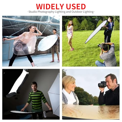Portable 5-in-1 Oval 60”X80”/150X200cm Reflector Translucent Professional Collapsible Multi-Disc Light Reflector with Handles Silver, Black, Gold, White Surface for Photography Photo Studio