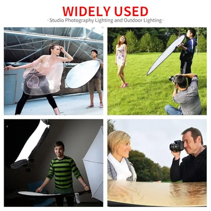 Portable 5-in-1 Oval 60”X80”/150X200cm Reflector Translucent Professional Collapsible Multi-Disc Light Reflector with Handles Silver, Black, Gold, White Surface for Photography Photo Studio