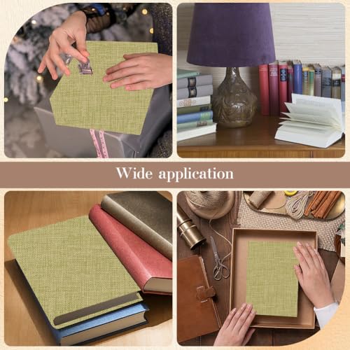 CRASPIRE 51 x 11.8 Inch Linen Book Cover Cloth Book Binding Cloth Polyester Surface Paper Backed Dark Khaki Woven Book Fabric for Books Album Scrapbooking Archival DIY Covering Bookbinding Protector - color: Dark Khaki