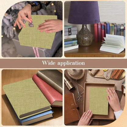 CRASPIRE 51 x 11.8 Inch Linen Book Cover Cloth Book Binding Cloth Polyester Surface Paper Backed Dark Khaki Woven Book Fabric for Books Album Scrapbooking Archival DIY Covering Bookbinding Protector - color: Dark Khaki