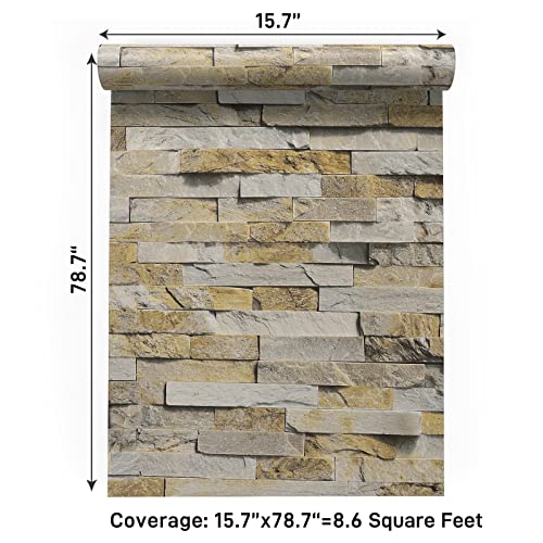 VaryPaper 3D Brick Wallpaper Peel and Stick Stone Wallpaper Self Adhesive Removable Faux Brick Wall Paper Waterproof Brick Contact Paper for Walls Bedroom Kitchen Backsplash Fireplace 15.7''x78.7'' - color: Slate Brick, size: 15.7" x 78.7"