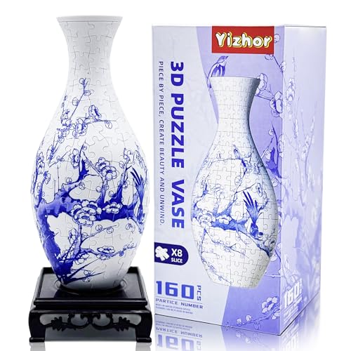 3D Puzzle Vase for Adults,160-Piece Unique Curved Plastic Flower Vase,House Warming Gift for Flower Arrangements and Home Decor, for Mom (Plum Blossom) - color: A-plum Blossom