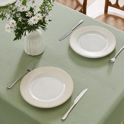 JIALE Spring Tablecloth, Heavy Duty Linen Style Textured Table Cloth Rectangle Tables, Wrinkle-Free Washable Waterproof Table Cover for Kitchen, Dining, Parties, 55"x75", Sage Green - color: Green, size: 75" x 55" (Rectangular)