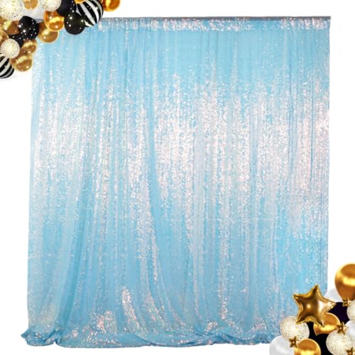ShinyBeauty 7x7FT Iridescent Aqua Sequin Backdrop - Sparkling Photography Background for Weddings, Birthdays, Parties, Glitter Fabric Event Decor with Shimmering Wall Panel - color: Iridescent Aqua, size: 7FTx7FT