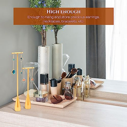 Wesiti 6 Pack Metal Earring T Bar Stand Retail Display Holder T Earring Display Holder Jewelry Stand with Metal Base for Show Jewelry Online Stores Photography (Gold) - color: Gold