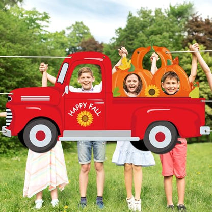 Thanksgiving Photo Prop Photography Pumpkin Photo Backdrop Banner Fall Harvest Party Decoration Truck Background for Autumn Festival Friend Giving Birthday Party Favors Supplies(40 x 74.8 Inch)
