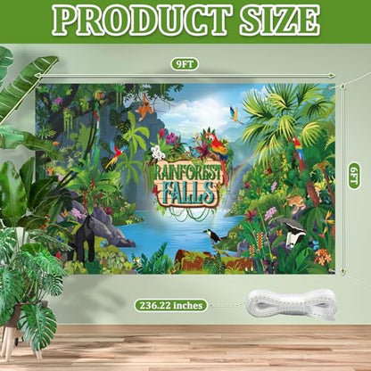 Gilprop 2 Pcs VBS 2026 Backdrop 9 x 6 ft Large Rainforest Falls Scene Photography Backdrop Party Decoration for Vbs Sunday School Classroom Christian Banner Photo Props