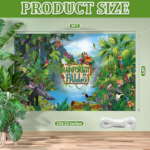 Gilprop 2 Pcs VBS 2026 Backdrop 9 x 6 ft Large Rainforest Falls Scene Photography Backdrop Party Decoration for Vbs Sunday School Classroom Christian Banner Photo Props