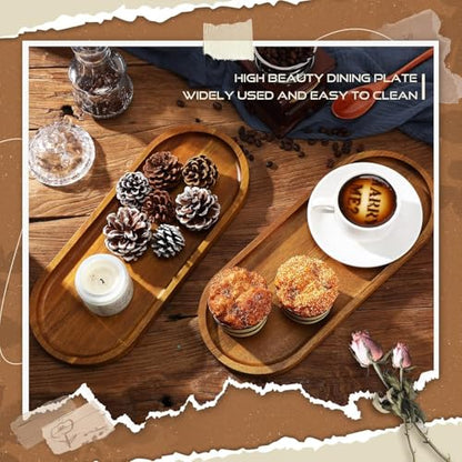 13.8 x 5.8 Inch Large Wood Serving Trays Charcuterie Boards Oval Wooden Plates Wood Serving Platter Cheese Dinner Plates Bulk for Dessert Snack Bread Fruit Appetizer Dishes (13.8" x 5.5"_2 Pack) - size: 13.8" x 5.5"_2 Pack