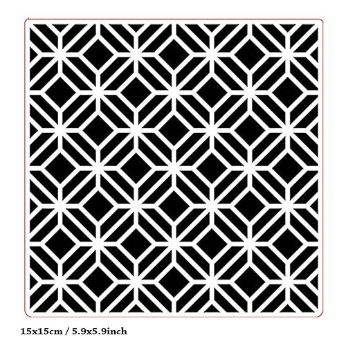 Arbuya Geometric Background Plastic Embossing Folder (5.9"x5.9''| Geometric Pattern) Paper Crafts Plastic 3D Textured Impressions for Card Making Scrapbooking