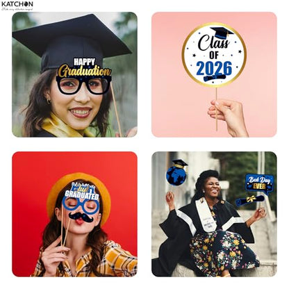 KatchOn, Graduation Photo Props 2026 - Pack of 40 | Blue and Black Grad Party Decorations | Grad Photo Props 2026 | 2026 Graduation Decorations