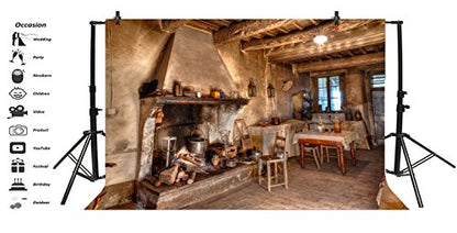 10x7ft Old Farmhouse Interior Backdrops for Photography Rustic Style Rural Retro Kitchen Homestead Western Antique Inn Restaurant Room Fireplace Decor Background Photo Studio Props