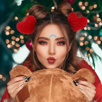 LABRIMP 2pcs Valentine’s Day Heart-shaped Hairband Set, Spring Antenna Headband Props for Women, Red and Magenta Party Headwear Accessories