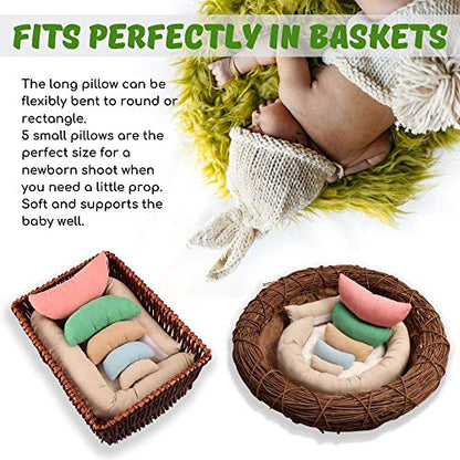 Sunmig Newborn Photography Props, Ultra-Soft Baby Donut Posing Pillows, Professional Baby Photo Props Set Fits 0-6 Months Baby,Pack of 6, Multicolor