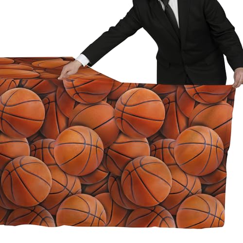 Basketball Party Supplies Set: Basketball Party Decorations & Party Favors, Includes 2-Pack Basketball -Themed Tablecloths for Kids 1st Birthday, Basketball Disposable Table Covers 54 x 108 Inch - style: basketball