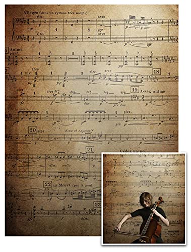 AOFOTO 6x8ft Vintage Music Notes Photography Studio Background Classical Music Score Retro Photo Shoot Backdrop Old Grunge Individual Show Wallpaper Young Boy Girl Artistic Portrait Video Props - size: 6x8ft