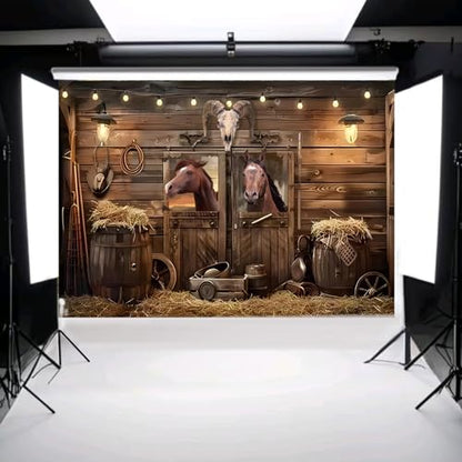 10X8ft Western Party Backdrop Rustic Wooden Cowboy Backdrop, Wild West Wooden House Farm Photography Background Western Theme Cowboy Birthday Party Decor Banner Photo Studio Props - size: 10x8ft