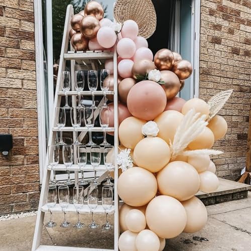 PartyWoo Nude Balloons 100pcs 5 Inch Apricot Boho Fall Neutral Latex Helium Balloons for Graduation Wedding Anniversary Birthday Boy Baby Shower Woodland Boho Theme Party Decorations Brown-F05 - color: Apricot-f05, size: 5 inch