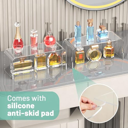 4 Pack Large Acrylic Risers Display Stands, 5mm Thick Display Risers, Shelf Risers for Books, Toys, Cupcakes, Figures (11.8 x 4.72 x 3.93 inches)
