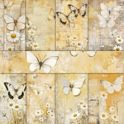 PRSTINCOL Scrapbook Paper,16 Sheets 4.1x5.8 Inch Yellow Butterfly Style Scrapbook Paper,Single-Sided Vibrant Origami Decoupage Papers for Diy Crafts, Card Making, Art Journaling - color: Yellow_Butterfly
