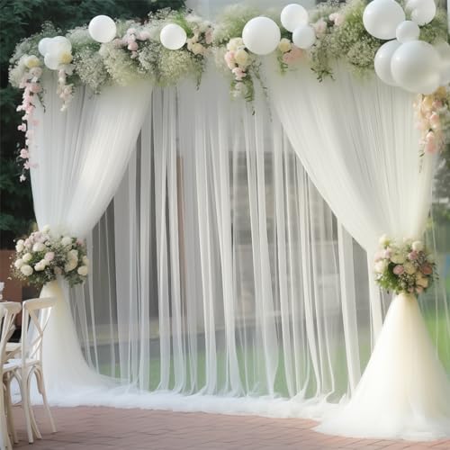 20x10 Ivory Tulle Backdrop Curtains for Parties, Sheer Backdrop Curtain Wedding Photo Background Drapes for Baby Shower Photography Birthday Party - color: Cream White, size: 20x10ft