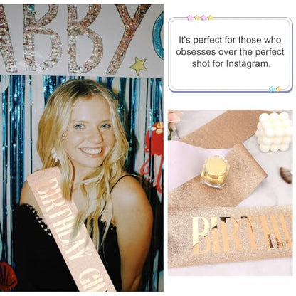 CIEHER Rose Gold Sash for Women Girls - Birthday Queen Sash for 10th, 13th, 16th, 18th, 21st, 30th, 40th, 50th, 60th Birthdays - color: Rose Gold 1