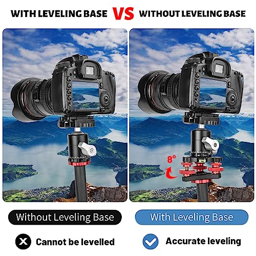 CAVIX Camera Leveler Tripod Leveling Base Tri-Wheel Head for Macro Photography Aluminum w Bubble Level 3 Axis Level with +/-5 Degree Precision Adjustment for DSLR Camera Rotator Panoramic Head LP-64