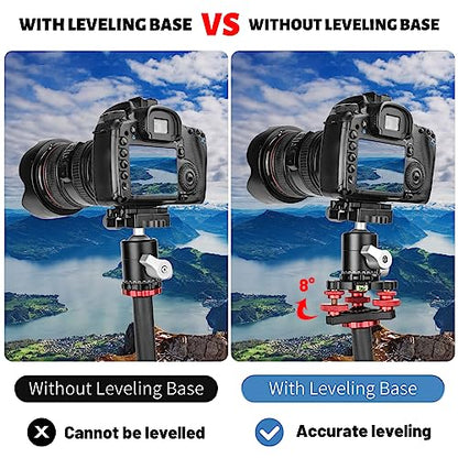 CAVIX Camera Leveler Tripod Leveling Base Tri-Wheel Head for Macro Photography Aluminum w Bubble Level 3 Axis Level with +/-5 Degree Precision Adjustment for DSLR Camera Rotator Panoramic Head LP-64