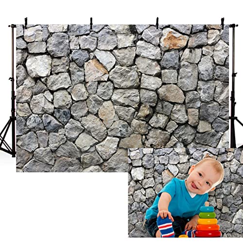 6x4ft Stone Wall Backdrop - Natural Rock Wall Textured Photography Background for Outdoor, Holiday Party, Retro Garden Wallpaper, Birthday Banner, Cake Dessert Table Decor, Studio Photo Props - color: 01, size: 6x4ft