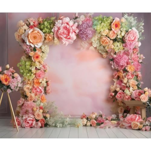 12x8ft Flowers Portrait Photo Backdrop Watercolor Floral Photography Backdrop Pink Backdrop for Girls Wedding Indoor Outdoor Backdrop Photo Prop Abstract Flowers Wall Hanging - size: 12x8ft-Polyester