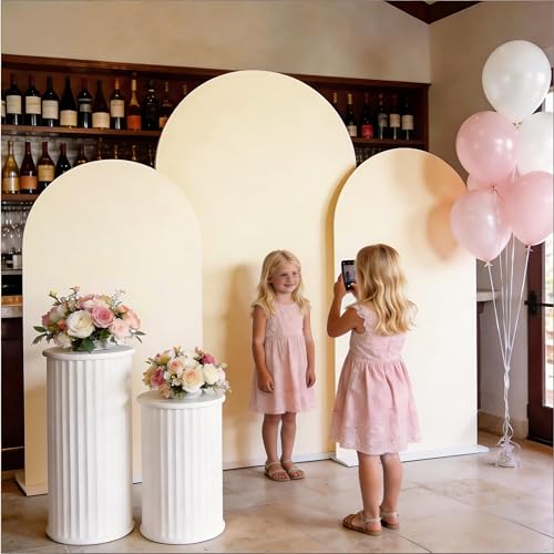 Pack of 3 Arch Backdrop Cover Ivory Spandex Fitted Wedding Arch Covers for Bridal Shower Birthday Party Gender Reveal Decor (6/6.6/7.2ft) - color: Ivory, size: 6/6.6/7.2 FT