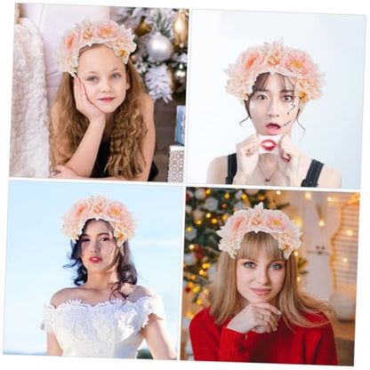 2pcs Floral Headbands and Women, Double-sided Realistic Peony Flower Hair Accessories, Photo Props Hair Decor for Wedding, Party, and Daily Wear