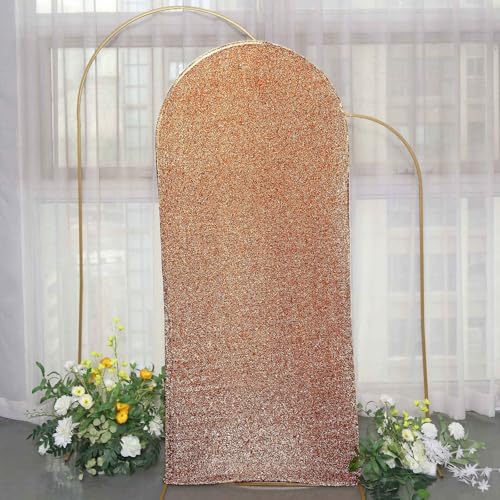 Efavormart 6ft Antique Gold Chiara Arch Backdrop Cover, Metallic Double-Sided Spandex Cover, Wrinkle-Free for Vintage Decor - color: Antique, size: 6 FT