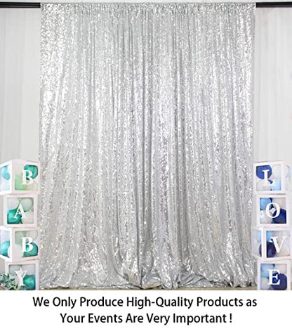 ShinyBeauty 5x7FT Silver Sequin Photo Backdrop Curtain - Premium Glitter Backdrop for Wedding, Birthday, Baby Shower Photography Backdrops - color: Silver, size: 5FTx7FT