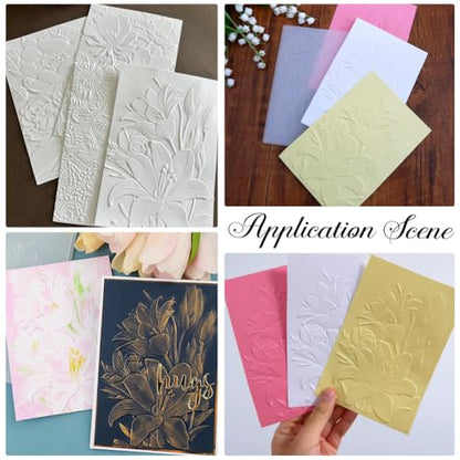 CRASPIRE Floral Embossing Folder 3D Embossed Folders White Plastic Spring Flowers Pattern Texture Background Paper Machine Template Stencils for DIY Arts Crafting Cards Making Scrapbooking Decors - style: Flower