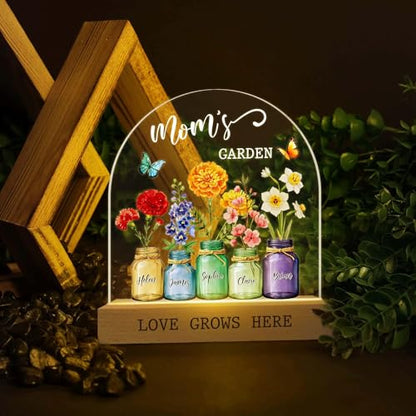 Custom Mum's Garden Night Light, Personalized Birth Month Flower with Kids Names Night Light, Mom's Garden LED Lamp, Mothers Day Gifts, Grandma Gift, Mom Gift - color: Style 9