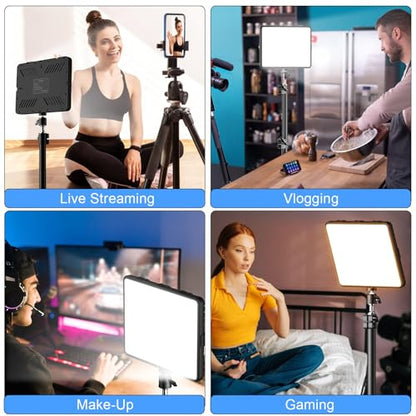 ALTSON 2 Packs Video Light Kit, LED Studio Light, 2700-6500K Dimmable Photography Lighting Kit with Tripod Stand&Phone Holder, 12" Rotating Streaming Light for Video Recording, Game Streaming, YouTube