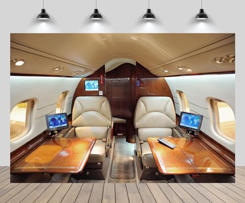 15x10ft Airplane Backdrop Airplane First-Class Cabin Interior Seats Photo Background for Plane Theme Party Decor Baby Shower Birthday Business World Travel YouTube Photo Studio Props - size: 15x10ft