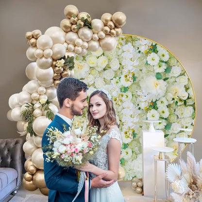 6.5x6.5ft Floral Wedding Party Round Backdrop Cover - Light Yellow Flowers and Leaves Circle Wall With Greenery - Mr and Mrs Bridal Shower Photography Background - color: Yellow Green, size: 6.5x6.5ft-Diameter