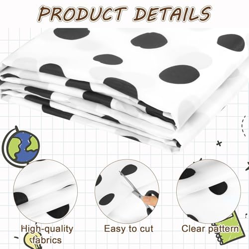 Classroom Fabric Bulletin Board 47x141inch Black Dots White Back to School Classroom Backdrop Decoration for Wall Door Background, DIY Crafts, Bulletin Boards, Pillows, Curtains, Reusable, Easy to Cut - style: White Polka Dots